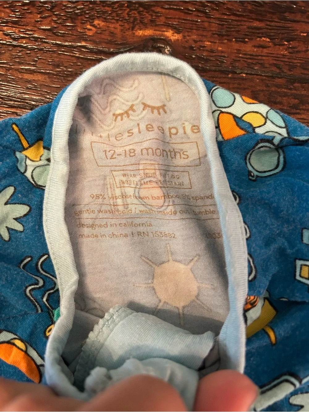 Little Sleepies Surf’s Up Bamboo Viscose Zippy- 12/18 months and Matching Bib